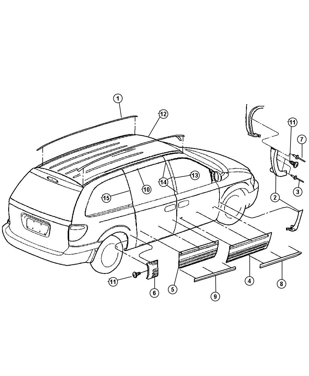 Chrysler Town & Country Applique. Quarter lower. Left 0WW23TZZAA